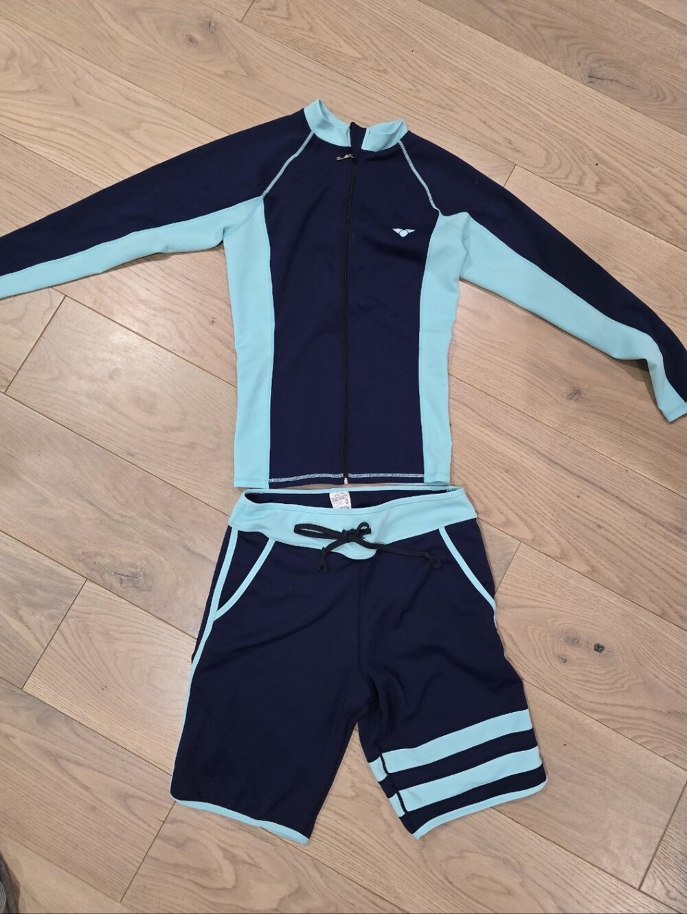 GUC Men's Navy & Light Blue Two-Piece Swim Set with Rash Guard